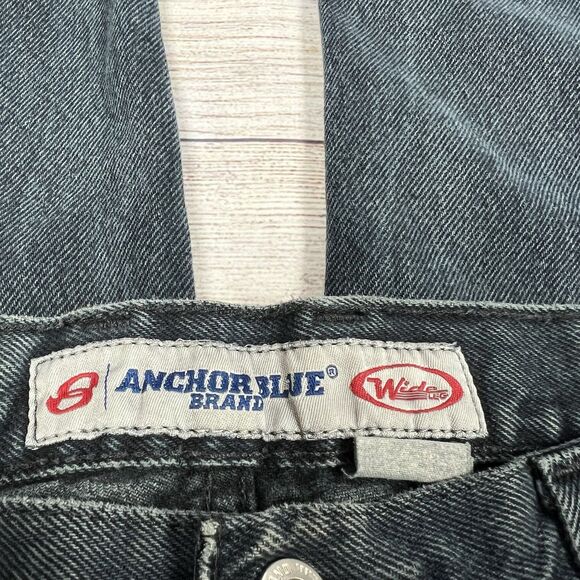 Vintage Anchor Blue Wide Leg Baggy Dark Wash Jeans Cropped Sz 39”x24.5” Men Y2K - Picture 8 of 14